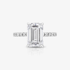 Emerald Cut Diamond Engagement Ring with Pave Band