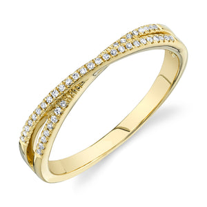 Yellow Gold Criss Cross Diamond Ring