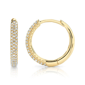 14K Yellow Gold Essential Diamond Pave Hoops