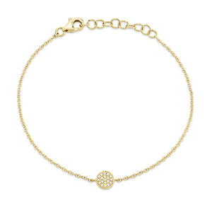 Diamond Dot Line Bracelet - 14K Gold, Pave Design