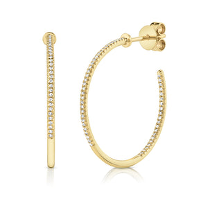 Diamond Hoop Earrings - 14K Gold, 0.20ct Diamonds