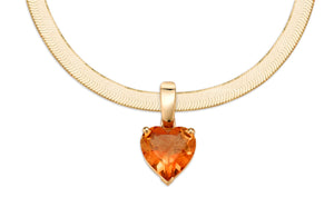 Citrine Heart Pendant - 14K Gold Necklace