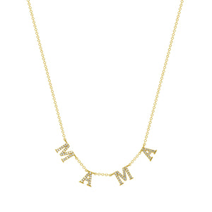 Diamond and 14k Yellow Gold Frontal MAMA Necklace