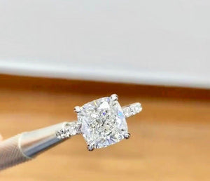Custom White Gold Cushion Cut Diamond Engagement Ring