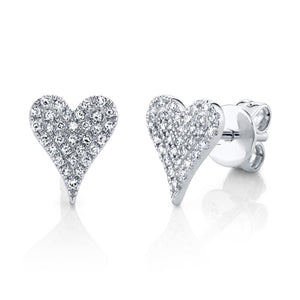 Sandak 14k White Gold Diamond Pave Heart Stud Earrings