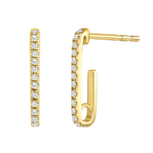 14K Yellow Gold Diamond Mini Paper Clip Earrings