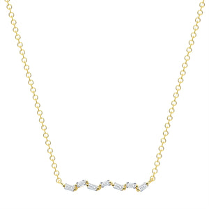 SANDAK 14K Yellow Gold Diamond Baguette Bar Necklace