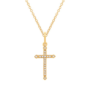 Sandak Delicate Gold and Diamond Cross Pendant Necklace