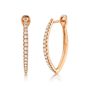 14K Rose Gold Medium Wishbone Diamond Hoop Earrings
