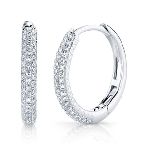 14K White Gold Essential Diamond Pave Hoops
