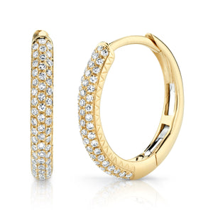 14K Yellow Gold Essential Diamond Pave Hoops
