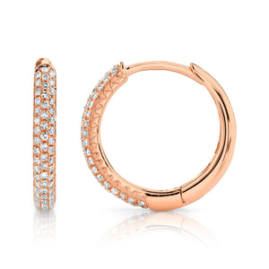 14K Rose Gold Essential Diamond Pave Hoops