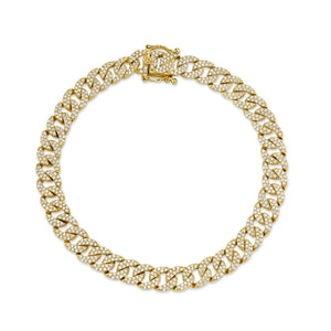 SANDAK 14K Yellow Gold and Diamond Cuban Link Tennis Bracelet