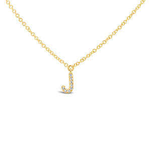 14K Yellow Gold Diamond Initial Pendant Necklace Letter J
