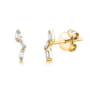 14K Yellow Gold Delicate Baguette Diamond Ear Crawlers