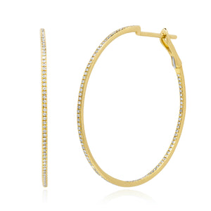 Sandak 14k Gold 1.5" Half Carat Delicate Diamond Hoop Earrings