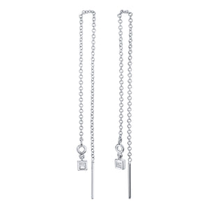 White gold diamond threader earrings Clearance
