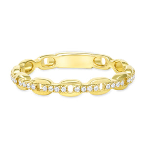 Sandak 14K Yellow Gold Diamond Chain Link Ring