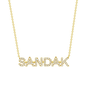 SANDAK 14K Yellow Gold and Diamond Personalized/Customized Name Necklace