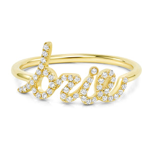 SANDAK 14K Yellow Gold Diamond Personalized Script Ring