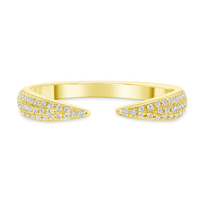 Sandak 14k Yellow Gold 3 Row Diamond Thorn Cuff Ring