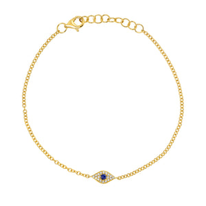 SANDAK 14K Yellow Gold Sapphire and Diamond Evil Eye Bracelet and Anklet