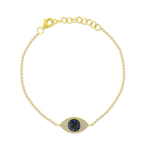 Large Diamond and Blue Sapphire Evil Eye Bracelet