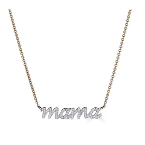 Mama Diamond Script Necklace