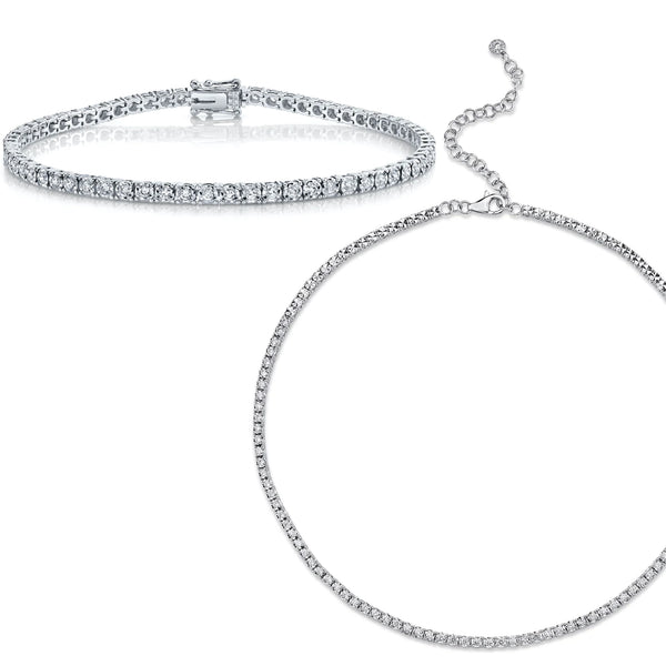 Cubic Zirconia Rhodium Over Sterling Silver Necklace, Bracelet And Earrings  Set 62.00ctw - DOCK104 | JTV.com