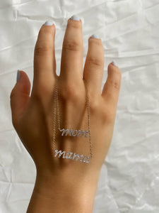 Diamond Script Mom Pendant Necklace