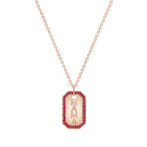 Ruby & Rose Gold Mama Dog Tag Necklace
